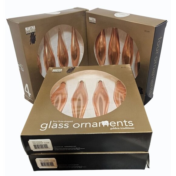 Martha Stewart Everyday Golden Flute-Shaped Glass Christmas Ornaments 16 Total - Picture 4 of 7